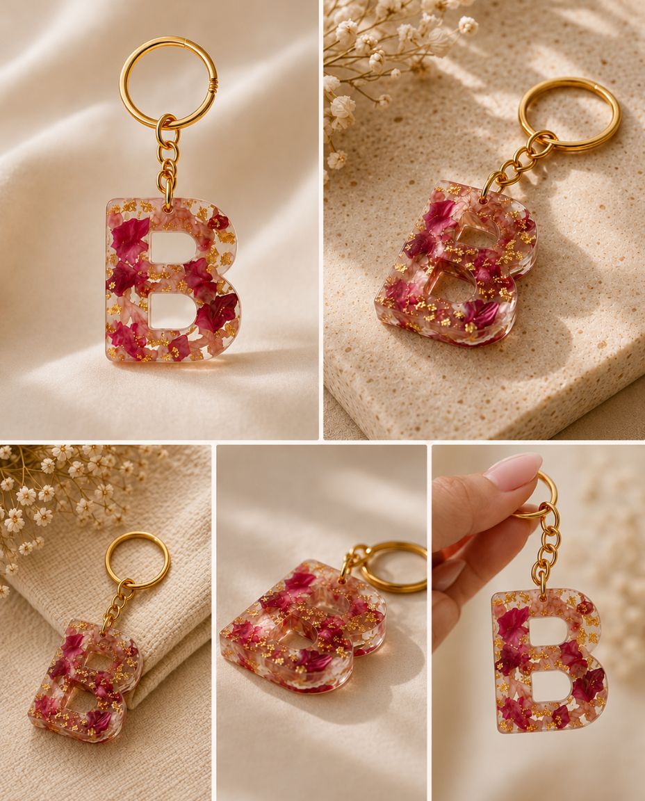 Blush Bloom Resin Keychain