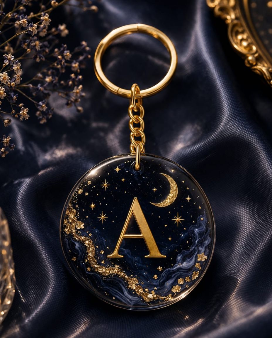 Midnight Galaxy Resin Keychain