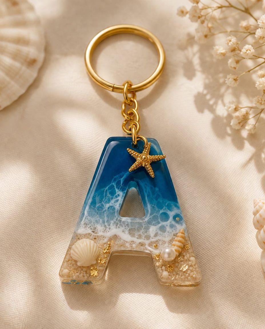 Ocean Breeze Resin Keychain
