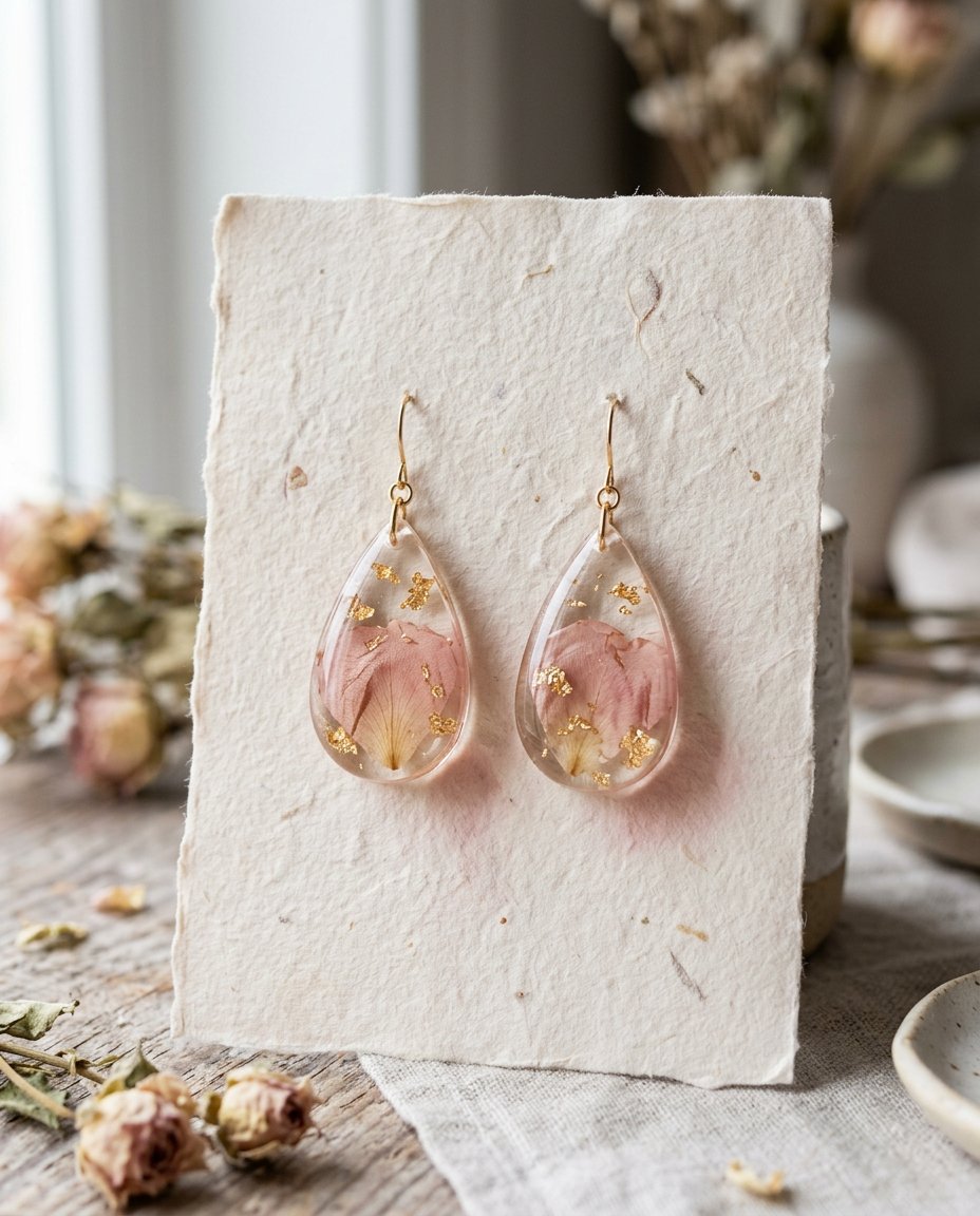 Pressed flower resin earrings