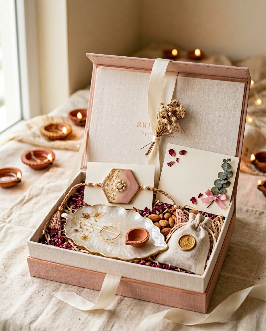 Lucent Layers Raksha Bandhan resin gift hamper