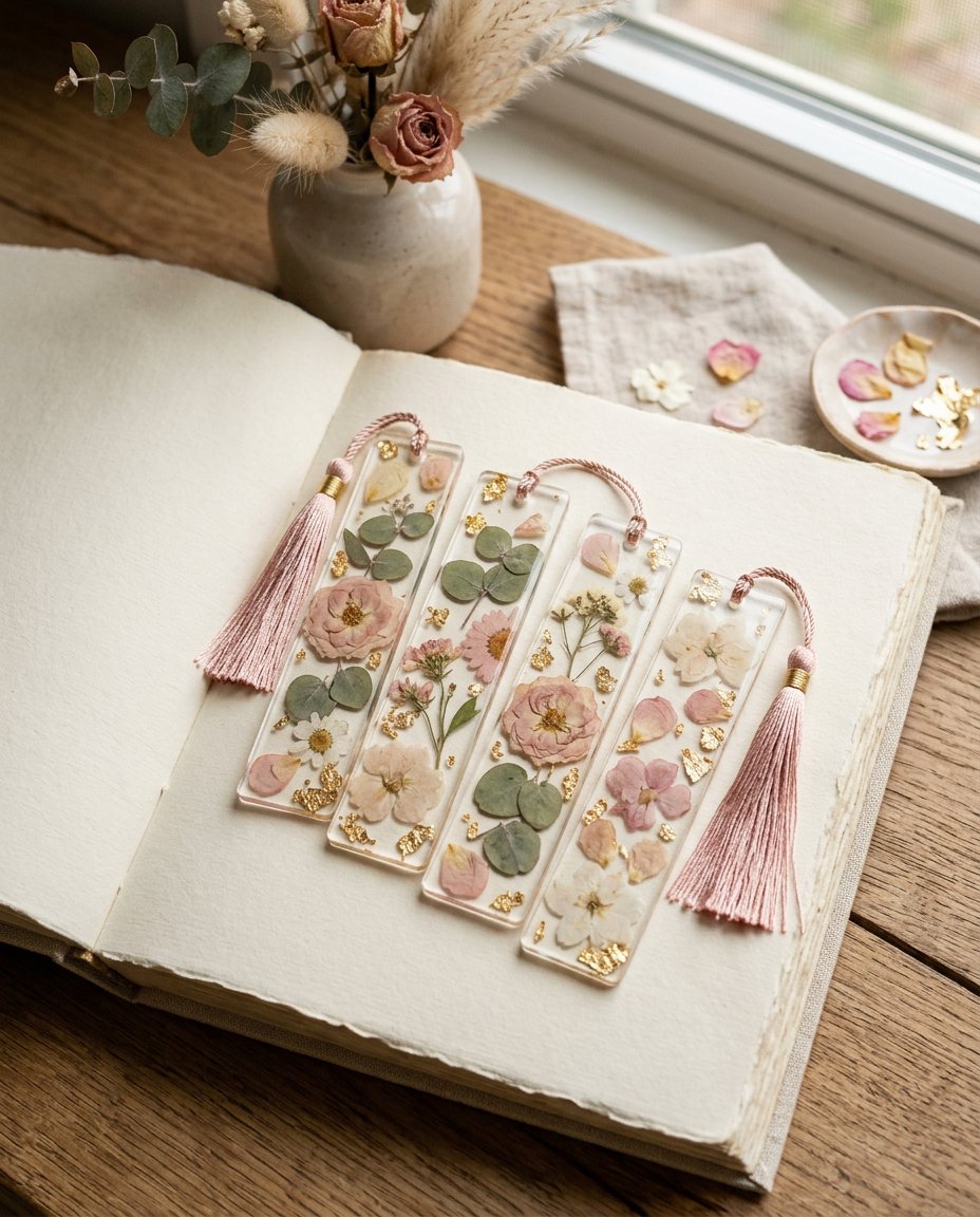 Floral / Gold Foil Resin Bookmark